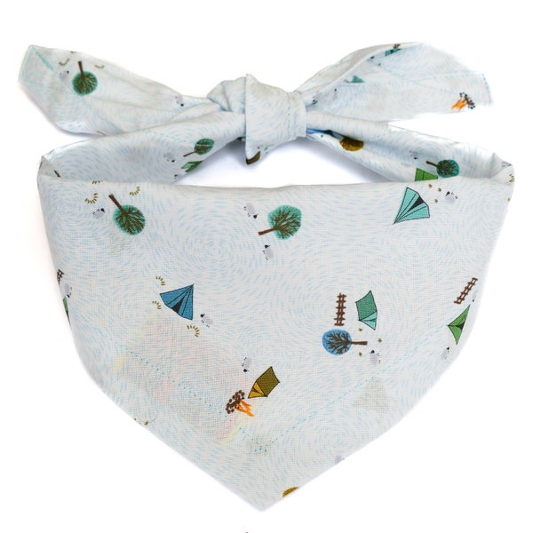 Summer Camp dog bandana / Tent holiday dog accessory / cat bandanas / tie on bandanas / holiday gifts for dogs /  summer bandanas