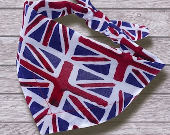 Handmade British flag dog bandana | Patriotic Union Jack pet accessory | Team Great Britain tie on puppy Scarf | Royal gift for dogs