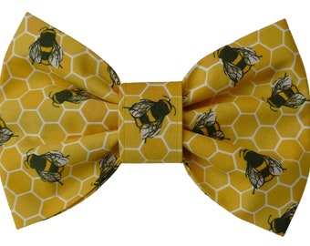 Bumble Bee bow tie / cute puppy bow / Bees pet accessory / collar accessory / yellow dog bow accessory