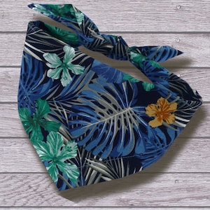 Blue Tropical Palm Dog Bandana / Hawaiian bandana / Tie on bandanas / Holiday dog accessory / summer bandanas /  / gifts for dogs