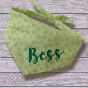 Personalised green pawprint dog bandana | Custom name Dog bandanas | Personalized gift for new puppy | custom gifts for large and small dogs