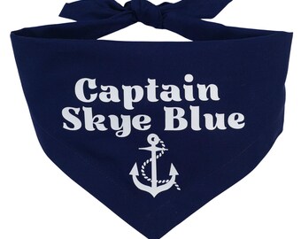 Personalised captain dog bandana / navy blue nautical dog scarf with name /  gift for puppy / anchor bandanas  / custom gifts for dogs