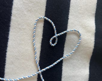 Light Blue & Cream Needlepoint Cording for Ornament or Bag Charm