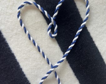 Navy & White Needlepoint Cording for Ornament or Bag Charm