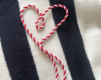 Red & White Needlepoint Cording for Ornament or Bag Charm