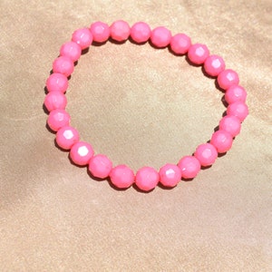 8mm Round Acrylic Bead Bracelet | Stretch Bracelet | Beaded Bracelet | Pink