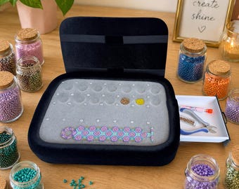 Beading Board with Drawer – Portable Jewelry Making Organizer for Beaders – Bead Tray with Storage for Bead Weaving & Craft Projects -10x14"