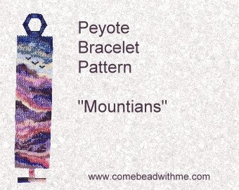 Modèle de bracelet Delica Peyotl | Montagnes violettes | Modèle de bracelet bricolage
