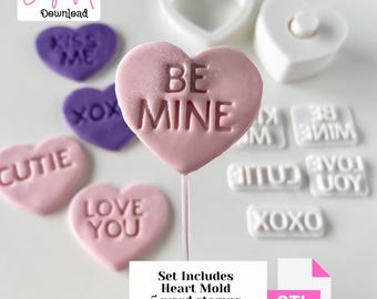 Cake pop de San Valentín con forma de corazón de conversación con sellos y cortadores Set ARCHIVO STL