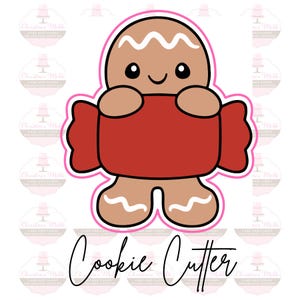 Gingerbread holding candy Christmas Cookie Cutter