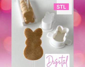 Cake pop Peep Rabbit  plunger mold with stand / tray STL FILE