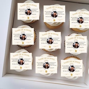 Láminas de glaseado comestibles con foto para diploma de graduación personalizadas