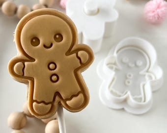 Gingerbread Man  Christmas  Cake Pop Mold Set with matching  Fondant Stamp & Cutter