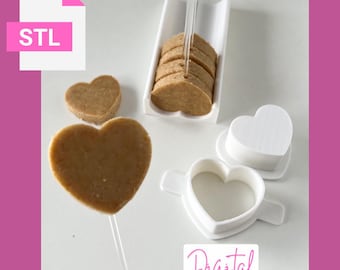 Cake pop Heart  plunger mold with stand / tray STL FILE
