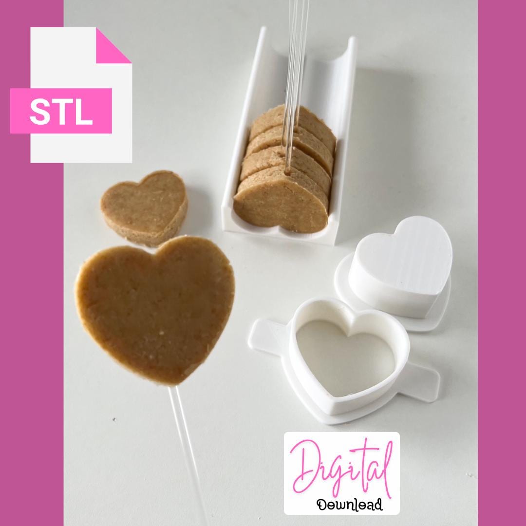 Cake pop Heart  plunger mold with stand / tray STL FILE