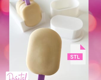 Mini Cakesicle cake pop plunger mold with stand / tray STL FILE