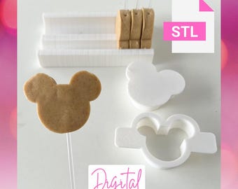 Cake pop Mouse plunger mold with stand / tray STL FILE