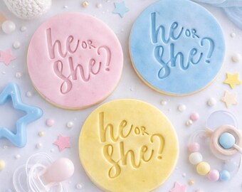 He of She Fondant Cookie Embosser-stempel Geslacht onthulling