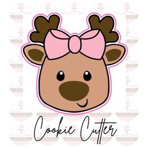 Reindeer with bow Christmas Winter Holiday Cookie Cutter
