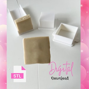 Square  2 inch  cake pop mold with stand / tray STL FILE