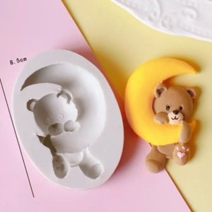 Baby siliconen mal teddybeer op maan chocolade, fondant, sugarcraft