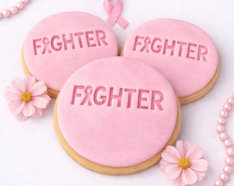 Timbro goffratore per biscotti e cupcake fondente per la sensibilizzazione sul cancro Fighter