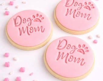 Sello de relieve para el Día de la Madre con diseño de mamá perruna, ideal para galletas, cupcakes, cake pops y Oreos.