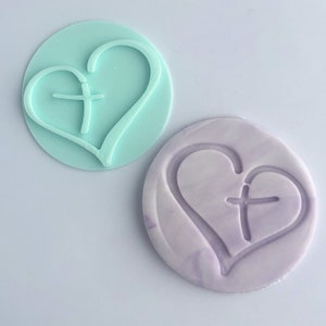 Cross with heart  Communion  baptism Fondnat  /Cookie  Soap Embosser