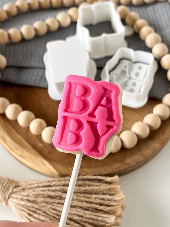 Baby Word Cake pop Plunger mold with fondant stamp