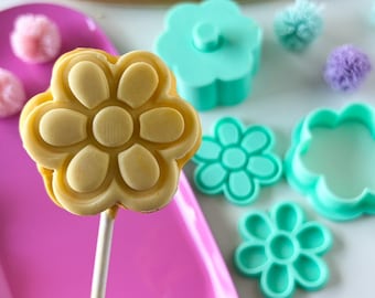 Daisy  Cake pop mold with  fondant stamp (embosser and debosser)