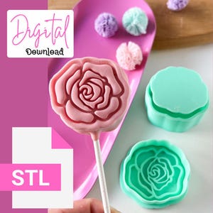 Rose Flower Cake Pop mit Stempeln und Ausstecher Set STL DATEI