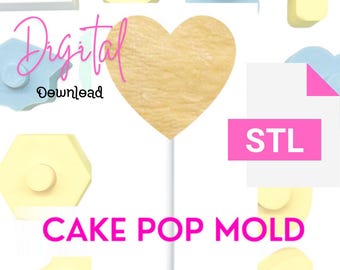 Molde para cake pop en forma de corazón, archivo STL