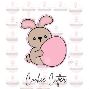 Bunny Rabbit holding Egg Cutter Shape for Easter Baking and Spring Cookies