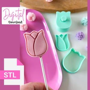 Tulip Flower Cake Pop mit Stempeln und Ausstechern Set STL DATEI