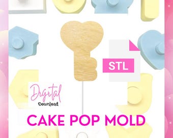 Molde para cake pop con forma de llave y corazón, descarga digital, archivo STL, día de San Valentín