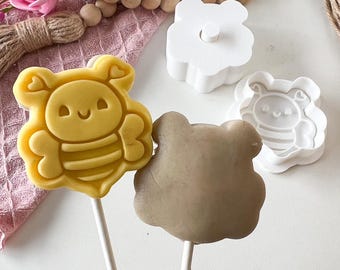 Bee with Heart Ears Valentine's Day  Cake pop embosser & cutter Mold Set