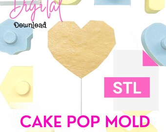Archivo STL del molde para cake pops con forma de corazón geométrico