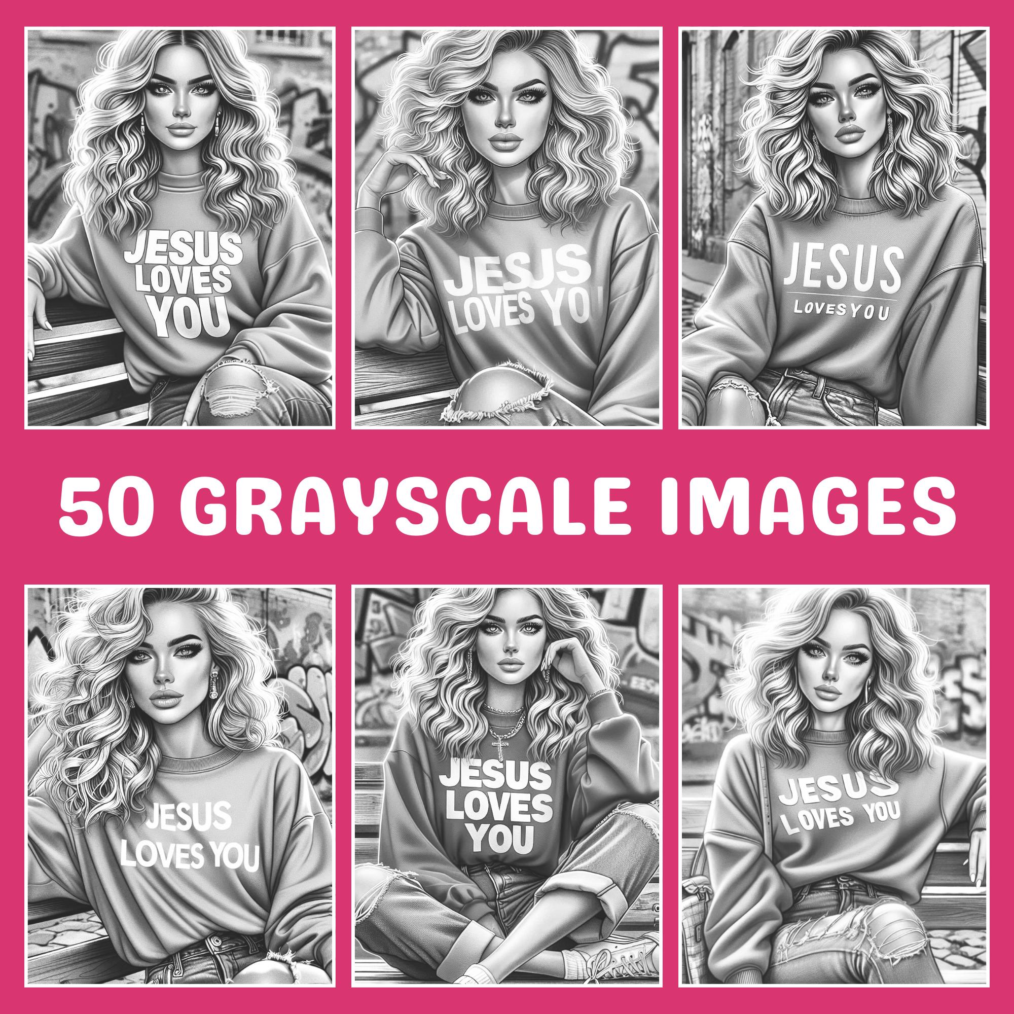 Jesus Loves You Coloring Book 53 Grayscale Pages of Women in Urban