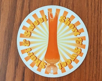 Vintage Swung Vase Sticker • L.E. Smith Bittersweet • Orange Art Glass • Mid Century Decor