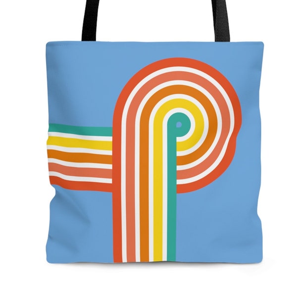 Groovy Retro Graphic Stripes Tote Bag - 1970s 1980s Nostalgia, Geometric Art, Reusable Grocery Bag, Shopper Tote, Shoulder Bag