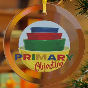 Vintage Pyrex Primär-Set, Ornament • Retro-Küchen-Weihnachtsbaum-Dekoration