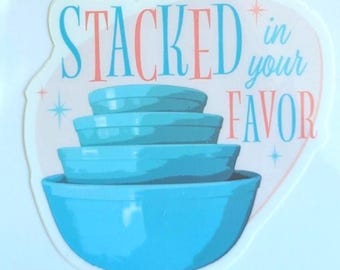 Vintage Pyrex Sticker • Turquoise Blue Mixing Bowls • Mid Century Kitchen Decor