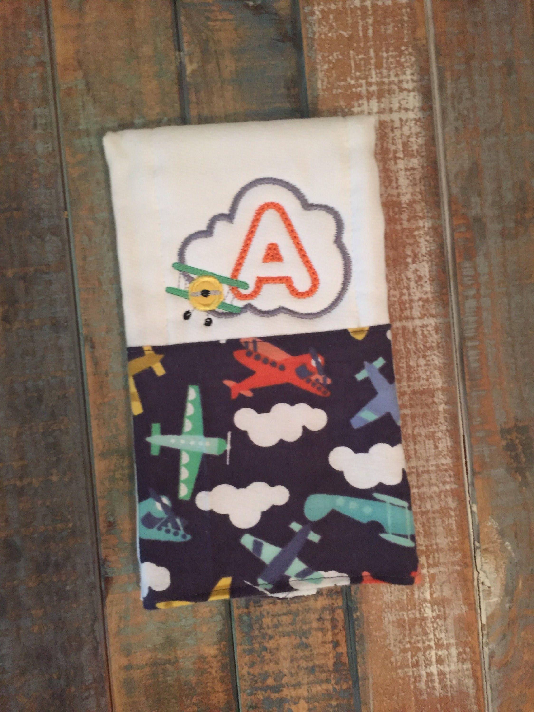 Airplane burp cloth Plane burp cloth Boy burp cloth Letter Etsy