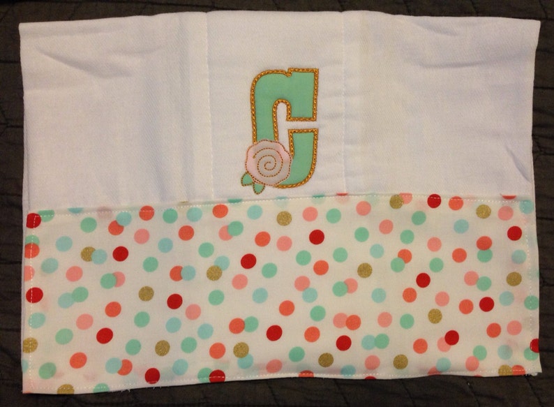 Letter burp cloth Flower burp cloth Embroidered burp cloth Etsy