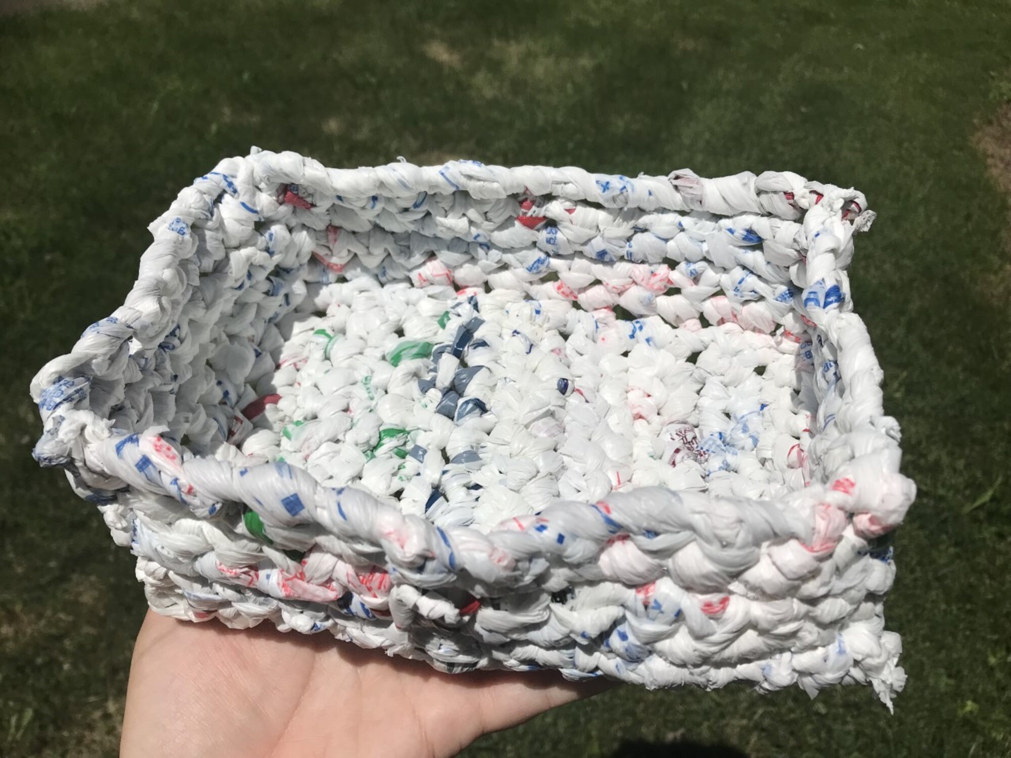 Recycled Plastic Bag Basket White Etsy