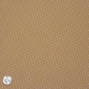 May include: Close-up of a tan fabric with a repeating pattern of small, rectangular shapes. The texture appears slightly raised, creating a subtle visual depth. A US quarter coin is in the lower left corner for scale.