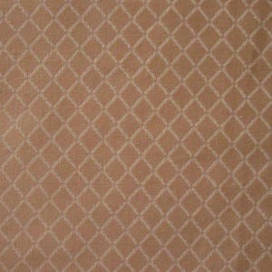 May include: A close-up shot of a tan fabric featuring a repeating diamond design. The diamonds are outlined in a lighter shade of tan, giving a textured look. The fabric has a slight sheen.