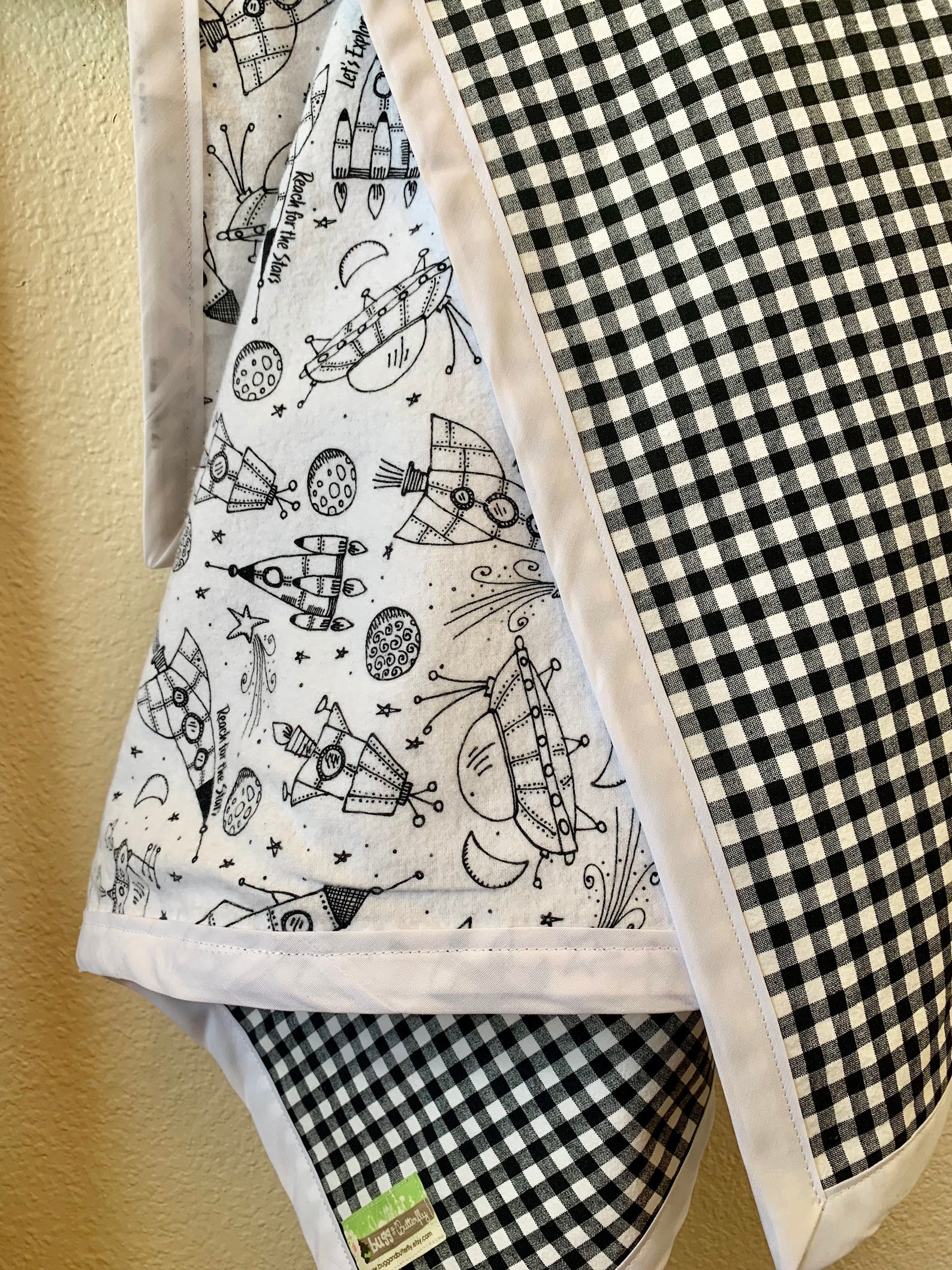 Boys Rocket Ship Baby Blanket Boys Outer Space Blanket Black Etsy