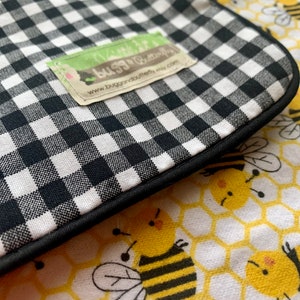 Baby Bumble Bee stroller blanket with 2 burp cloths. Bee baby gift for  baby shower for boy girl, nursery set cotton flannel and terry cloth