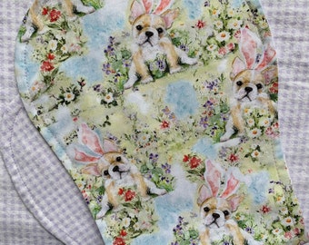 Easter Frenchie Puppy Blanket Set: Cotton Flannel Stroller Blanket